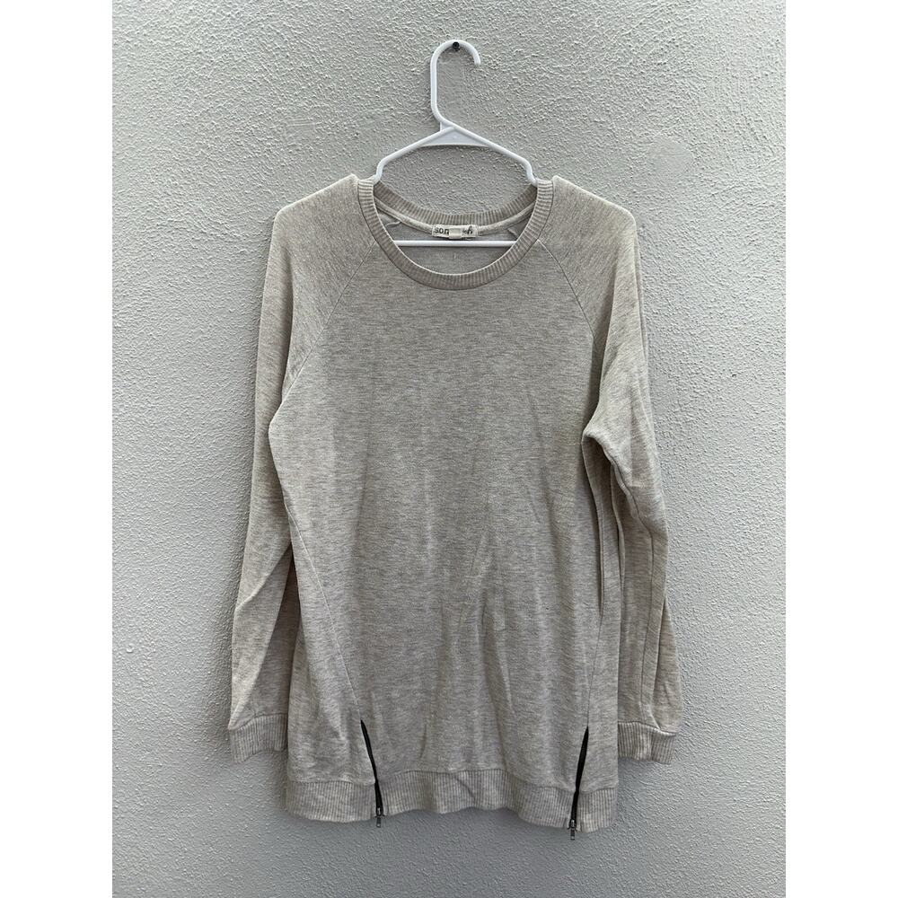 So Rad by A Womens Tunic Size Large Tan Long Sleeve Zipper Detail